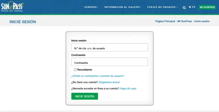 Cómo entrar a mi cuenta de SunPass en español
