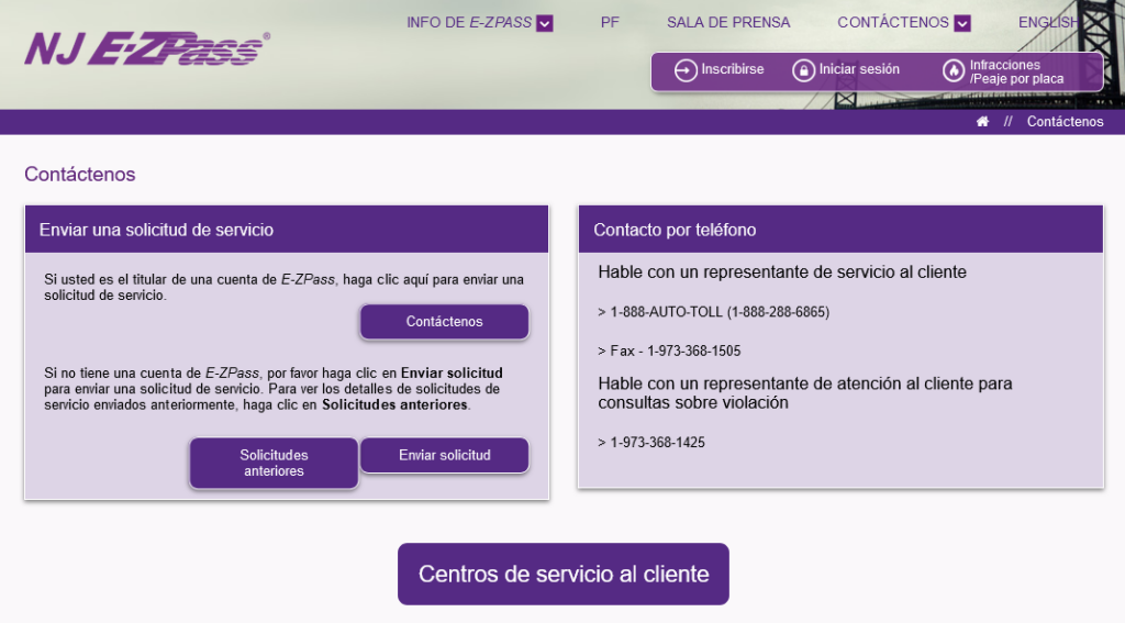e-zpass nj en español servicio al cliente